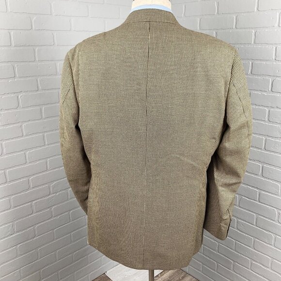 Racquet Club Blazer Men 44 Yellow Tan Houndstooth Classic Career Jacket USA VTG - Picture 4 of 15